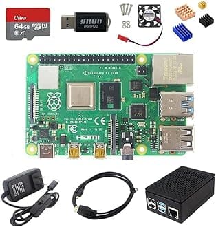 Raspberry Pi 4B Model B 4GB RAM DIY Kit | with Case | Pi Cooling Fan | San Disk 64G SD Card Micro-SD | Micro HDMI Cable | Sufficient 5V 3A Power Supply (4G Module 8 in 1 Kit)