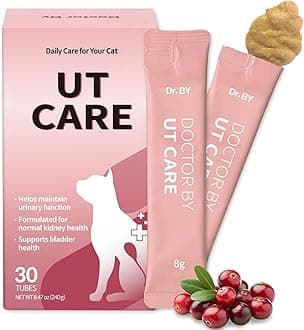 UT Care Cat UTI Kidney Support Urinary Supplement Cranberry Treatment for Cats Renal Health with Pacran, Quercetin, Taurine lickable Formula Individually Packaged (1 Pack)