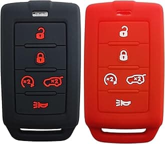 2X Coolbestda Silicone Key Fob Shell Glove Cover Holder Protector for 2021 2022 2023 2024 Jeep Grand Cherokee L Grand Wagoneer L Wagoneer Grand Cherokee L M3NWXFOB1