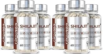 Nirvasa Shilajit Capsules (800 mg) with Safed Musli, Ashwagandha & Kaunch Beej | Purest Shilajit for General Wellness - 60 Capsules (Pack of 6)