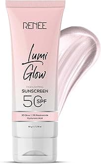 Lumi Glow Highlighting Sunscreen with SPF 50 | In-Vivo Tested | With Niacinamide & Hyaluronic Acid | Lightweight & Non-Sticky | No White Cast | Protects against UVA-UVB | Radiant Finish | 50g
