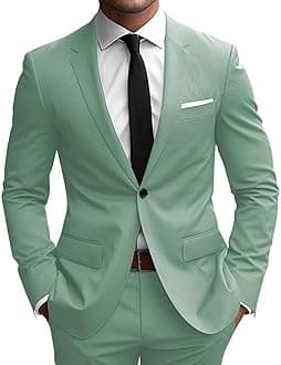 Wangyue 2 Piece Suit Men Slim Fit Suits for Mens One Button Blazer Formal Wedding Groomsmen Suits Prom Homecoming Suit