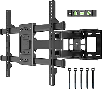 BONTEC TV Wall Bracket for 32-85 Inch LED LCD, Full Motion Swivel Tilt TV Wall Mount, Heavy Duty Dual Arms up to 60kg, Max VESA 600x400mm, Universal TV Mount with Bubble Level and Cable Ties