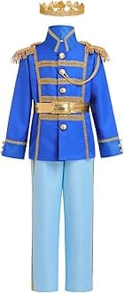 AWIBMK Boys Prince Charming Costume - Kids Medieval Royal King Outfit for Halloween Cosplay Dress Up