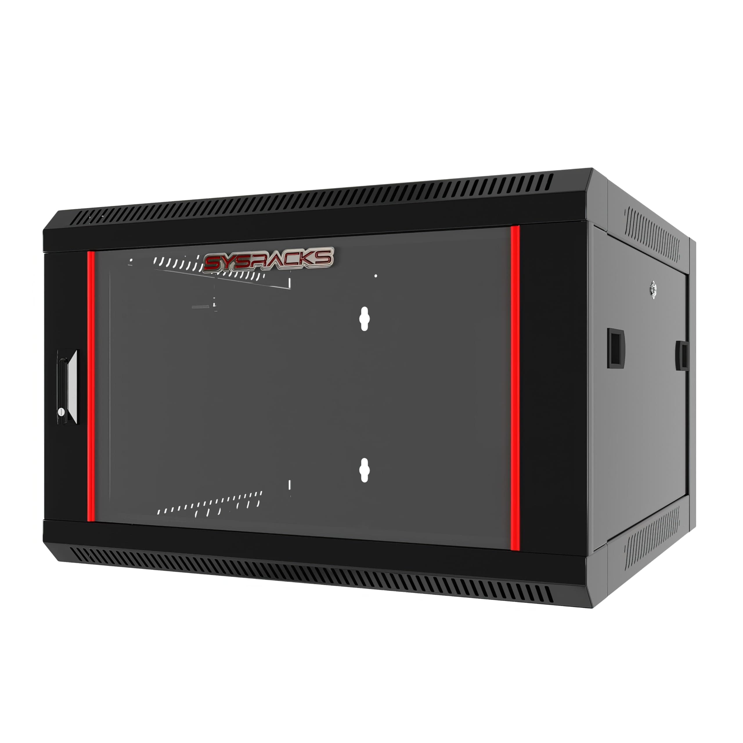 Sysracks 6U Wall Mount Server Rack Cabinet, 19” Network Enclosure, 24” Deep, Locking Glass Door, Custom-Ready IT Rack