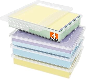 Lifewit 4 Pack Plastic Multipurpose Document Case with Latch Lid, Clear A4 Case, Classroom Organizer, Board Game, Document Tray for Crafts, Documents, Magazines, Art Supplies