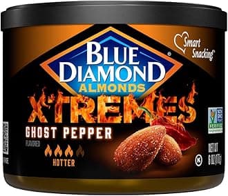 Blue Diamond Almonds XTREMES Ghost Pepper Flavored Snack Nuts, 6 Oz Resealable Cans (Pack of 1)