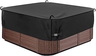 Square Hot Tub Cover 90 x 90 inch, 600D Heavy Duty Oxford Fabric SPA Cover for Hot Tub, Waterproof Outdoor SPA Hard Cover Protector, Waterproof & Anti-UV Jacuzzi Cover, Black