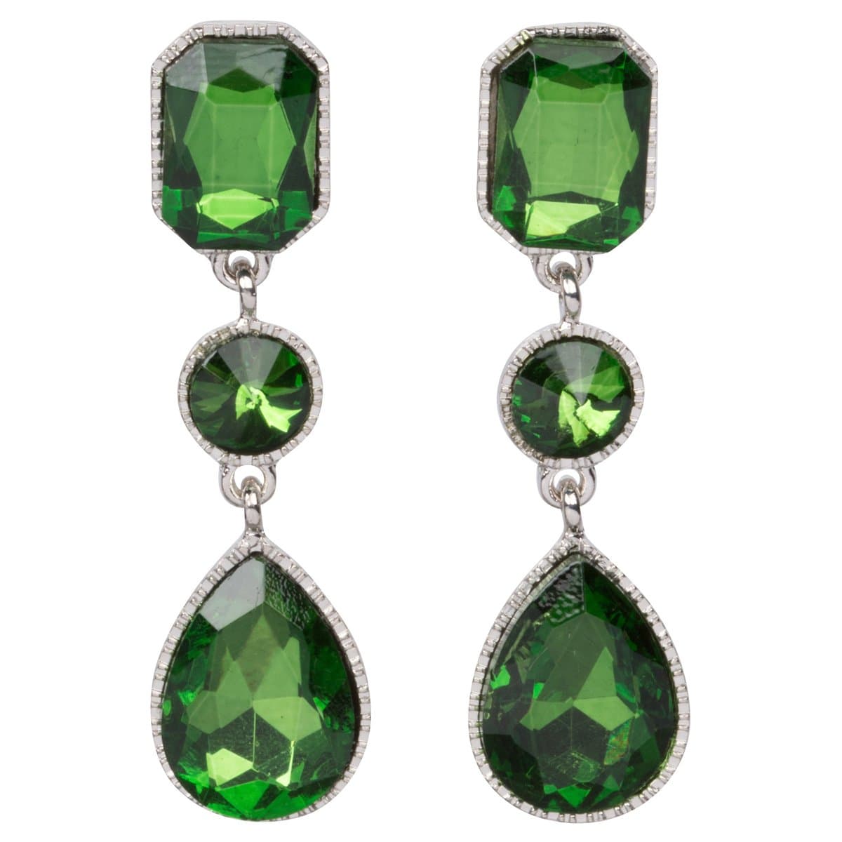 Dramatic Drop Emerald Green Colored Swarovski Element Earrings