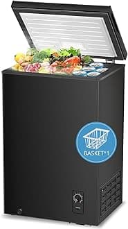Chest Freezer 2.8 Cubic Feet, Deep Freezer,Adjustable Temperature,Energy Saving,Top Open Door Compact Freezer,Black