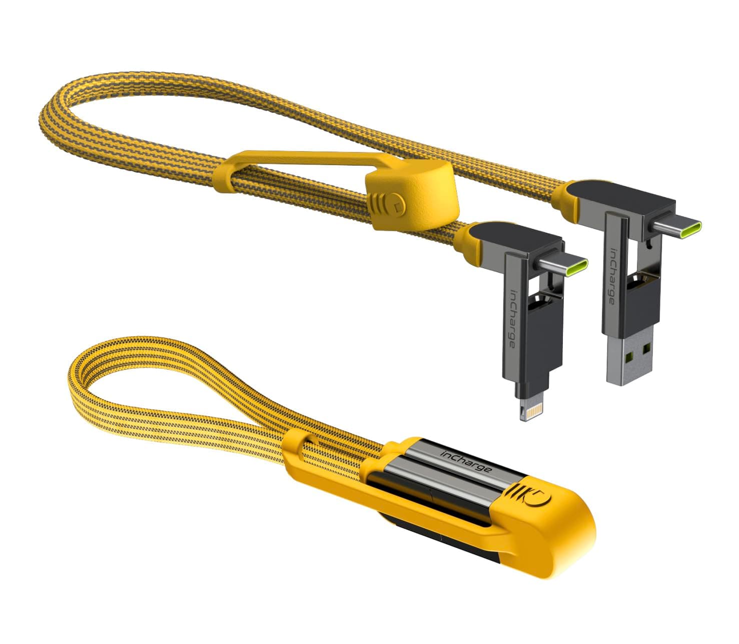 Rolling Square 【Official】inCharge XL 30cm Charging Cable, Multi USB Cable, 6-in-1, 100W Super Fast Charging, Smartphone, Tablet, Laptop, USB-C, Lightning, Micro USB, Data Transfer, 30cm, High