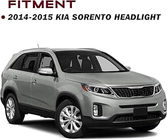 JSBOYAT Headlight Assembly Fit for 2014 2015 Kia Sorento LX LED DRL Projector Headlamp Replacement Right Passenger Side with bulbs