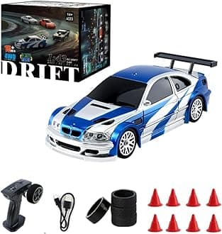 JoyfulHao Mini RC Drift Car with Gyro, 1/43 RC Electric Racing Car 4WD Remote Control Car with Lights, High Speed RC Vehicle for Adults