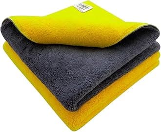 SOFTSPUN 900 GSM Microfiber Double Layered Cloth 40x40 Cms 2 Piece Towel Set Extra Thick Microfiber Cleaning Cloths Perfect for Bike Auto Cars Both Interior and Exterior.