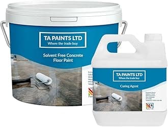 T A Paints Ltd 100% Epoxy Resin Concrete Floor & Garage Paint Low Odour Solvent Free Heavy Duty Two Pack Coating Industrial, Factory Floor Paint 5Kg White