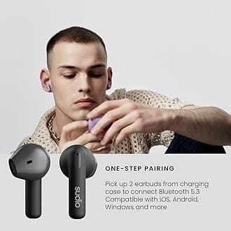 Sudio A1 True Wireless Earbuds, Bluetooth 5.3 Connection, Noise Cancelling, Waterproof, Touch Control, Charging Case, Premium Sound Quality, Comfortable Fit – Black