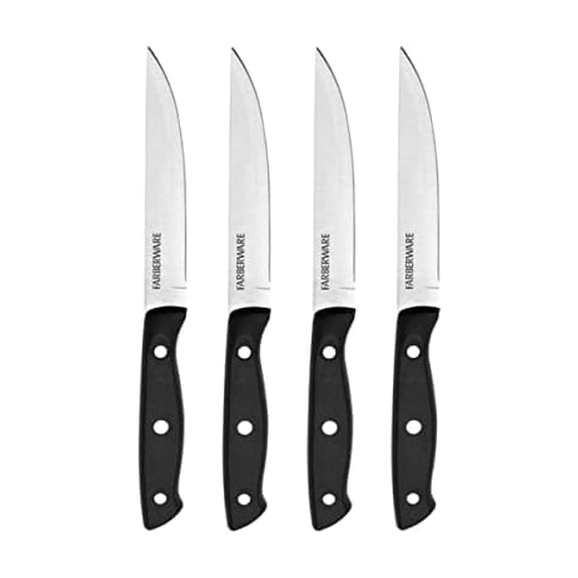 Triple Riveted Steak Knife Set, 4 Piece, Black