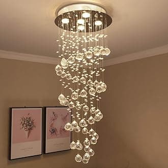 CRYSTA WORLD K9 Crystal Chandelier Modern Light Fixture(Warm White) (Design 35) L12/W12/H84