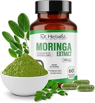 Dr. Herbalist Moringa Oleifera Extract 300mg – 60 Vegan Capsules | 10:1 (3,000mg Raw Leaf Eq) | Max Strength Superfood Supplement