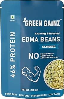 Green Gainz Roasted Edamame Classic Flavour – 100gm | 100% Veg High Protein Snack | No Added Sugar | Non-GMO | Rich in Fiber | No Gluten