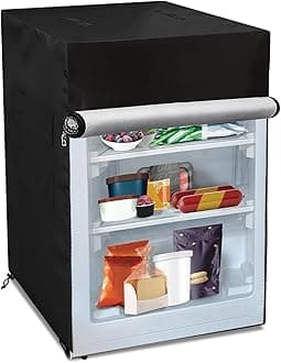 Bitubi Upright Freezers Cover,Outdoor Refrigerator Cover,– Waterproof, Dustproof, Sun-Proof, 22" W x 23" D x 34" H. Suitable for most 3.0 Cubic Compact Mini Freezer on market (Black)