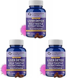 Carbamide Forte Liver Detox Supplement With Milk Thistle Extract 800Mg (30:1) | Added Multivitamins & Amino Acid | Liver Support Supplement 120 Veg Tablets (Pack Of 3)