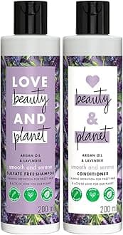 Love Beauty & Planet Natural Argan Oil and Lavender Anti Frizz|| Smoothening Shampoo & Conditioner||No Parabens|| No Dyes|| 200ml