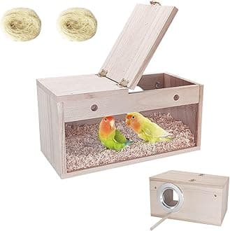 Tfwadmx Parakeet Nesting Box Transparent Parrot Nest Box Wood Budgie Breeding Boxes with Perch Bird House for Parrot Lovebirds Budgie and Other Small Sized Birds (M)