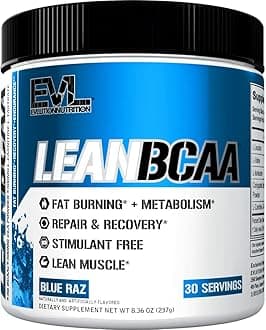 Evlution Stimulant Free Lean BCAA Powder Nutrition BCAAs Amino Acids Powder with CLA Carnitine and 2:1:1 Branched Chain Amino Acids Supports Muscle Recovery Fat Burn and Metabolism - Blue Raz