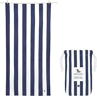 Dock & Bay Beach Towel - Quick Dry, Sand Free - Compact, Lightweight - 100% Recycled Materials - Includes Cover - Cabana - Whitsunday Blue, Extra Large (200x90cm, 78x35)