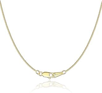 Jewlpire 18K Gold Plated 925 Sterling Silver Chain Necklace for Women Girls, 0.8mm Box Chain Lobster Claw Clasp-Super Thin & Strong Necklace Chain 16/18/20/22/24 Inch