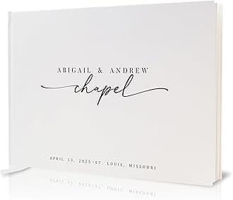 Personalized Guest Book - 11.5" x 8.5" Custom Bride & Groom Names with Bookmark and Hard Cover 140 GSM Blank Pages, for Weddings Guest Book, Engagements, Birthdays, Special Events, Eggshell