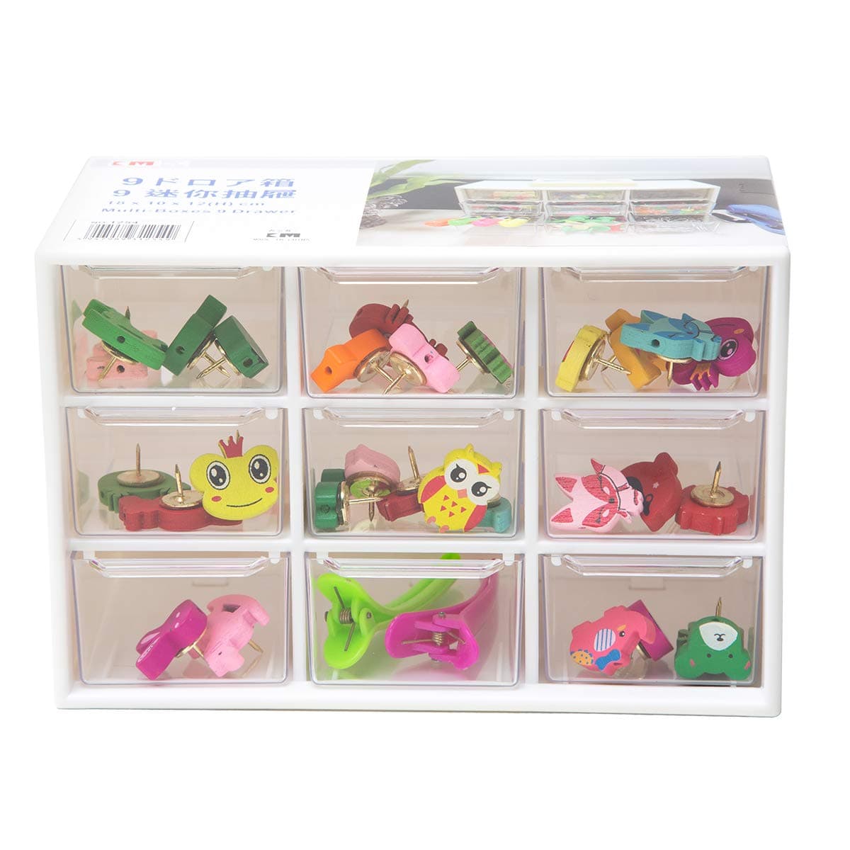 Chris-Wang Removeable Mini Acrylic 9 Drawer Desktop Storage Organizer/Collection Caddy/Small Belongings Holder/Art Craft Sorter, 181012cm, White