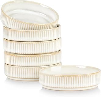 famiware Star Soy Sauce Dish Ceramic Dipping Bowls Set of 6, 4 oz Individual Dip Sauce Cups/Bowls/Dishes/Plates, Small Serving Bowl for Side Dishes, Dessert, Ice Cream, Condiments - Cappuccino White