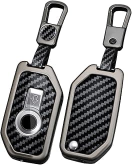 ontto Carbon Fiber Key Holder Fit for BMW Motorcycle Key Fob,Solid Key Fob Cover with Keychain for R1250GS ADV R1200GS C400GT 750GT F850 F750GS F850GS F900R F900XR K1600,Black