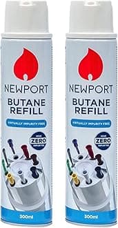 – Newport Gas For Lighters - Newport Gas Compatible with All Lighters | BBQ, Candle, Camping, Gas, Kitchen, Cooking Lighter - Pack of 2 x 300ml
