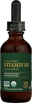 Global Healing Organic Vitamin D3 5000 IU Supplement - Vegan Vitamin D Supplements for Immune Health & Strong Bones Support - Pure D3 Vitamin 5000 IU Ingredients, Vit D3 - 2 Fl Oz