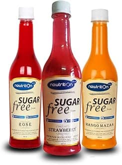 Newtrition Plus Redefining Nutrition Sugar Free Premium Flavoured Rose, Strawberry & Mango Mixers Syrub, (500 ml Pack of 3)