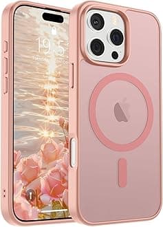 SUPFINE Magnetic for iPhone 16 Pro Max Case (Compatible with MagSafe) (Military Grade Drop Protection) Slim Translucent Matte Shockproof with Anti-Fingerprint Phone Case,Pink