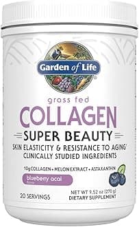 Grass Fed Collagen Powder, Blueberry Acai, Hydrolyzed Collagen Peptides Powder Supplement Drink Mix, 20 Servings