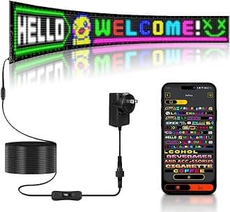 Large Programmable LED Sign, 52"x7.5" Flexible 12V Scrolling Display, Customizable Text, Patterns & Animations, Multi-task Loop Playback for Store, School, Hotel, and Event Sign