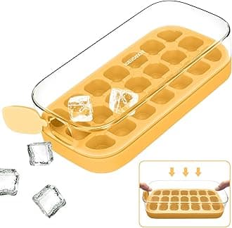 Ice Cube Tray, Easy Release Ice Mold - Silicone 21 pcs Ice Cube Trays for freezer with Lid - Ice Box for Cocktail, Tea, Coffee, whiskey, beer