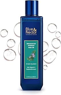 Blue Nectar Rosemary Oil for Hair Growth with Bhringraj Oil for Hair, 100% Natural Ayurvedic Hair Scalp Oil with Amla Hair Oil (9 Herbs,200 ml)