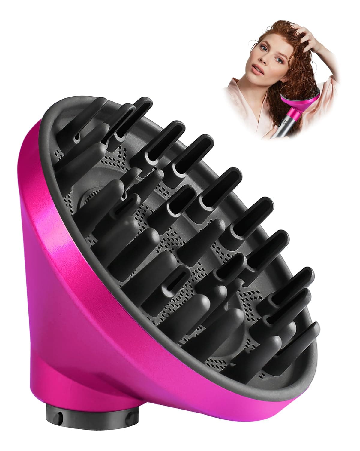 TOSAGE Upgraded Large Diffuser for Dyson Airwrap HS01 HS05 HS08 id, Diffuser Nozzle Attachment for Fast Drying Wave Curly Thick Hair, Fuchsia