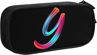 Cute Initial Pencil Case for Kids Students, Large Capacity Pencil Pouch for Boys Girls, Letter Design Pencil Box Pen Bag Office Stationery Organizer, Rainbow Letter Y