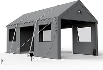 10x20 Carport Canopy, Heavy Duty Car Port with Sidewalls, Portable Garage Carports with 4 Roll Up Doors, Grey