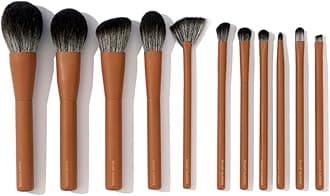 Makeup Brush Set- brush bubble full set makeup brushes for liquid foundation, powders, creams and shadows. 11 Piece Vegan, Silver-infused, soft luxury