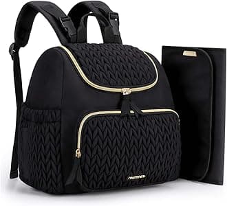 Diaper Bag Backpack, Stylish Travel Baby Bag with Insulated Pockets, Changing Pad and Stroller Straps for Toddler (S-Black, Small-17L)