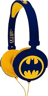 – LEXIBOOK HP015BAT Warner Batman-Stereo Headphone, Kids Safe Volume, Foldable and Adjustable, Blue/Orange