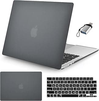 Seorsok Compatible with MacBook Air 15 inch Case 2023 2024 Release A2941 M2&M3 A3114 Touch ID,Thin Laptop Plastic Hard Shell Case&Keyboard Skin&Type C Adapter 1Pack,Black Frosted Matte